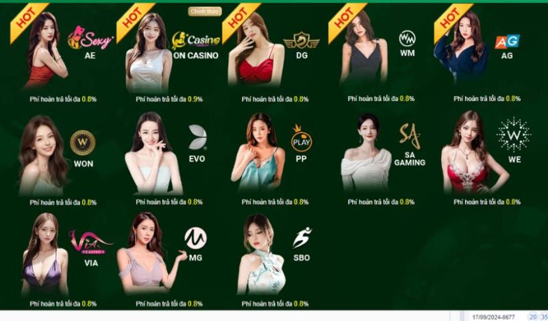 Các đối tác kết hợp với nhà cái tạo nên Live Casino Vin777